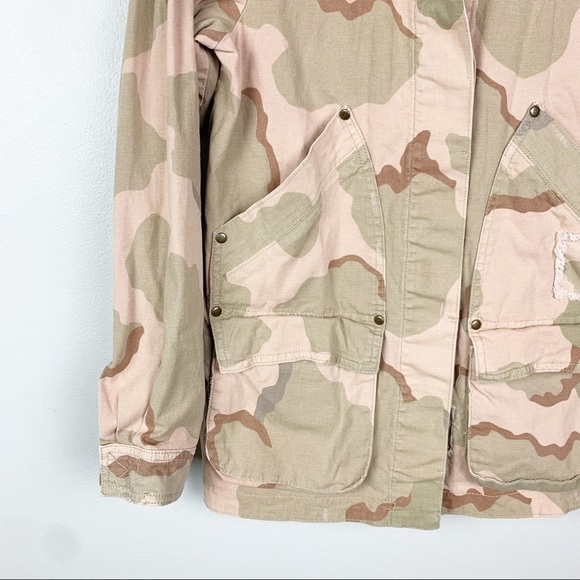 ANTHROPOLOGIE Lida Utility Jacket Pink Camo Oversized Cargo Boho Chic US S - Picture 8 of 13